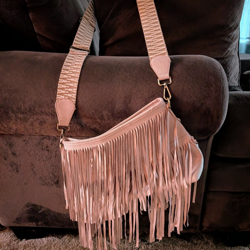 SUEDE FRINGE CROSSBODY BAG